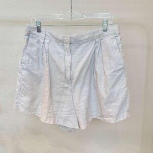 Abercrombie White Linen High Rise Pleated Relaxed Fit Lightweight Summer Shorts